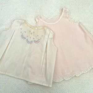 Vintage Baby Girl Dresses Embroidered Sleeveless Bundle of Two
